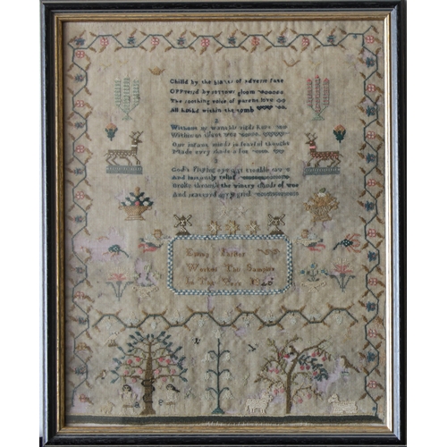 1414 - Two 19th Century needlework samplers One signed Elizabeth Taylor and dated 1833, the other indistinc... 