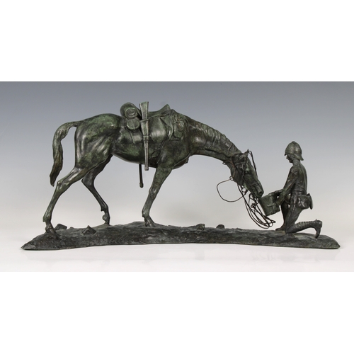 1425 - Jonathan Knight (British, b.1954) British cavalryman watering his horse during the Boer war, bronze,... 