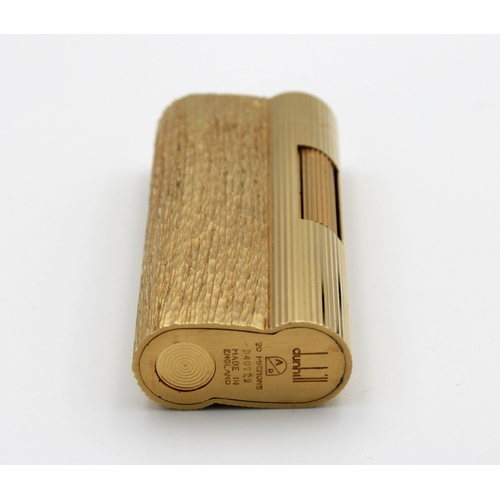 1435 - Dunhill - Deluxe Gold Plated Lighter ( Bark Finish ) 20 Microns No D40729, c1960, with original Dunh... 