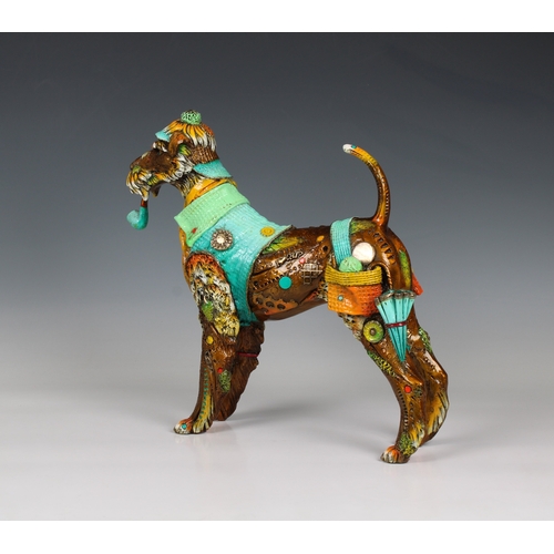 1446 - Nano Lopez (Colombian / American, b.1955) 'Sherlock' Bronze Dog Sculpture signed on left hind leg 'N... 