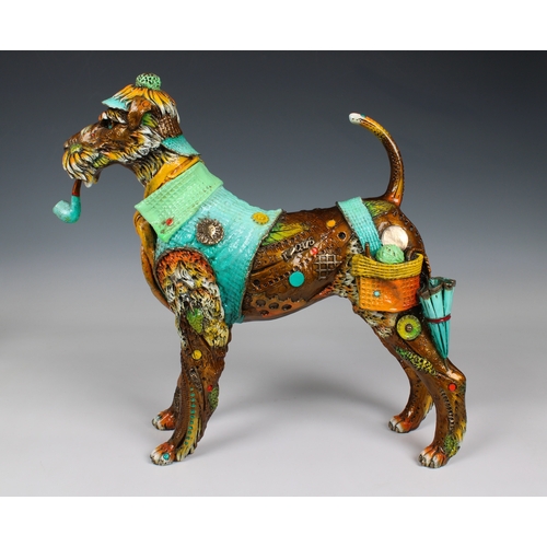 1446 - Nano Lopez (Colombian / American, b.1955) 'Sherlock' Bronze Dog Sculpture signed on left hind leg 'N... 