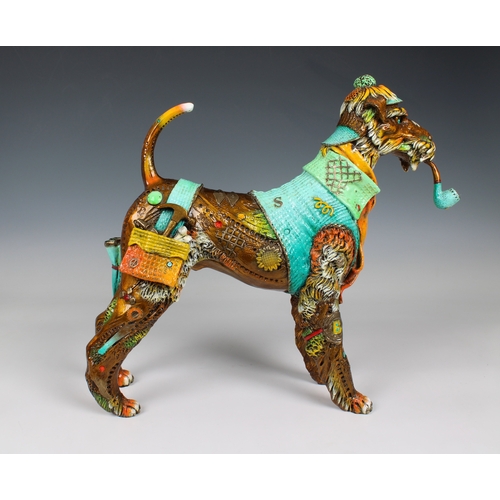 1446 - Nano Lopez (Colombian / American, b.1955) 'Sherlock' Bronze Dog Sculpture signed on left hind leg 'N... 