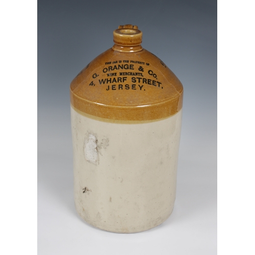 1460 - A three gallon G. ORANGE & Co Jersey flagon This jar is the property of G. ORANGE & Co. wine merchan... 