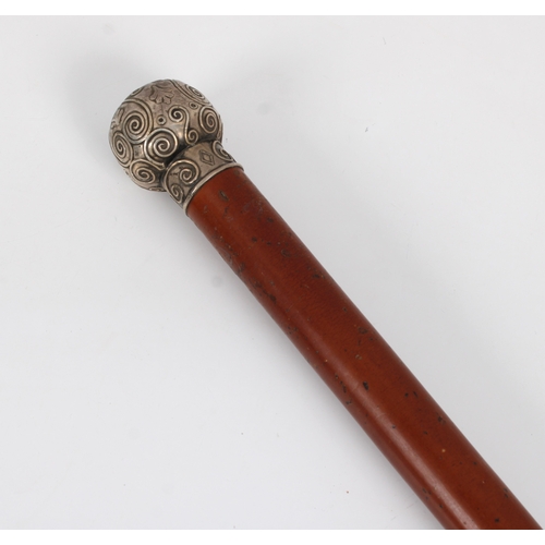 1461 - A silver topped malacca walking cane with a brass tip Henry Howell & Co Ltd, London, 1894, the silve... 