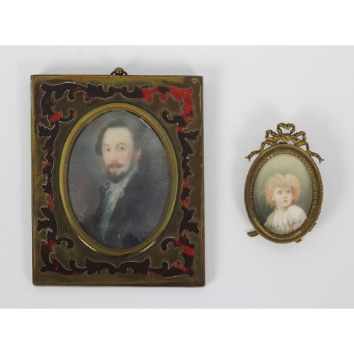 1468 - English, late 19th century an oval miniature of a bearded gentleman in a Boulle frame, pastel, signe... 