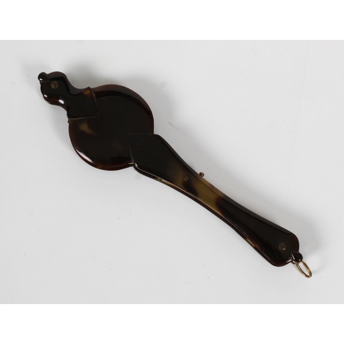 1470 - A French 19th century gold and tortoiseshell lorgnette 15.2cm. wide.