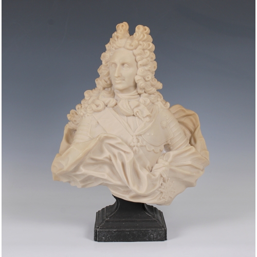 1471 - An early 20th century alabaster bust of Philip V of Spain (1683-1746) after the original marble bust... 