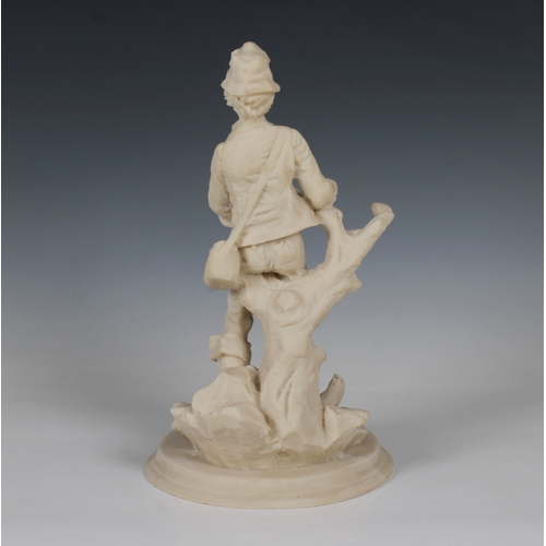 1472 - A late 19th century Parian Ware style figure of a young fisherman on a circular base, 30.5cm. high.