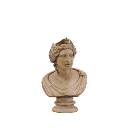 1498 - A pair of classical style busts Resin and brass, on an integral socle, 55cm high (2)