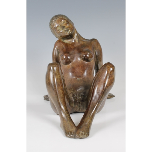 1502 - Nocera (late 20th century) Seated Female Nude, patinated bronze, signed 