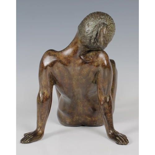 1502 - Nocera (late 20th century) Seated Female Nude, patinated bronze, signed 