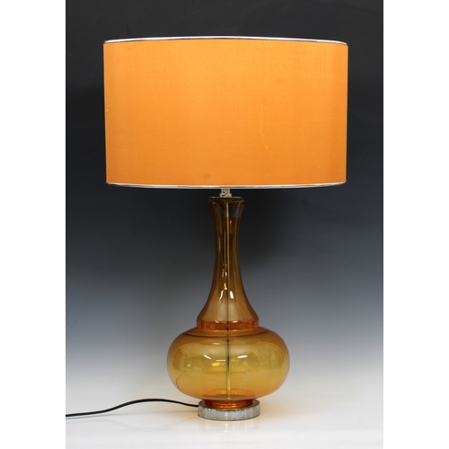 1524A - 1960's Glass Lamp with original lampshade 42cm high, 74cm with shade