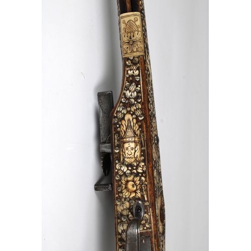 1545 - A scarce antique 17th Century Teschinke-Teschen Wheellock Rifle having slightly tapering 14mm cal. s... 