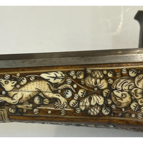 1545 - A scarce antique 17th Century Teschinke-Teschen Wheellock Rifle having slightly tapering 14mm cal. s... 