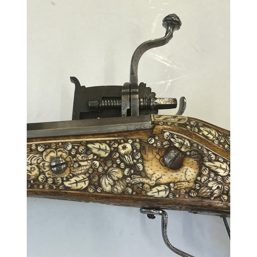 1545 - A scarce antique 17th Century Teschinke-Teschen Wheellock Rifle having slightly tapering 14mm cal. s... 