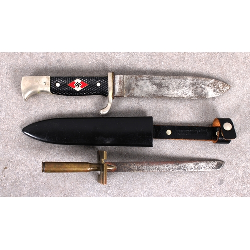 1559 - A reproduction German Nazi Hitler Youth dagger the 13.8cm. blade stamped 