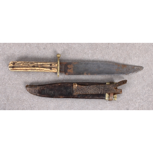 1561 - A 19th Century Bowie knife of classic design, by J. Rodgers & Sons, Norfolk St, Sheffield 19.3cm ste... 