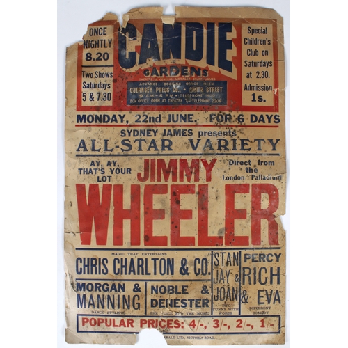 528 - An original Guernsey 'CANDIE GARDENS' Theatre / Show poster - SYDNEY JAMES presents ALL-STAR VARIETY... 