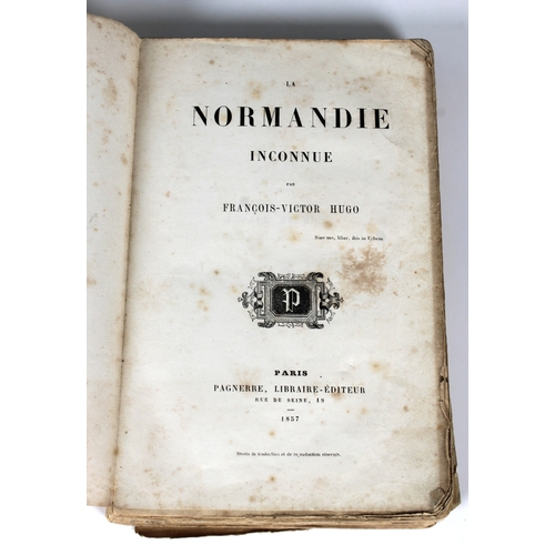 588 - Hugo, Franois-Victor La Normandie Inconnue, pub. Pagnerre, Paris 1857, orig. red and black grey pap... 