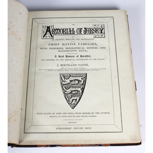 591 - Payne, Bertrand J An Armorial of Jersey, being an account, heraldic and antiquarian, of its chief na... 