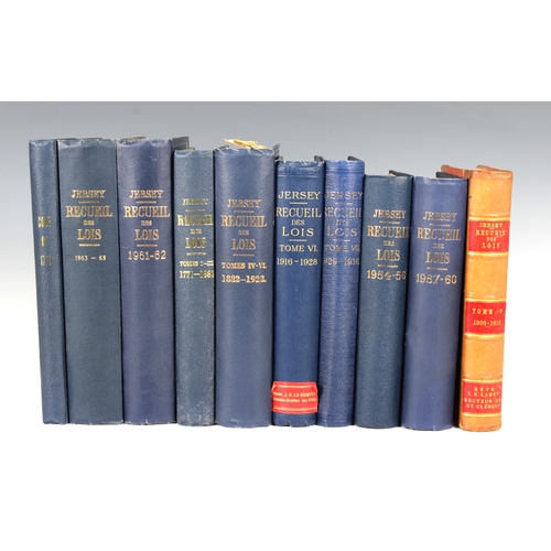 607 - Jersey law interest books Ile de Jersey Recue des Lois, 10 various vols, 1771-1965. (10)