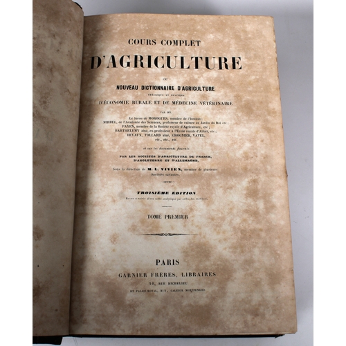 608 - Agriculture interest books Cours Complet D'Agriculture, 9 vols, 3rd edition, pub. 19th century Paris... 