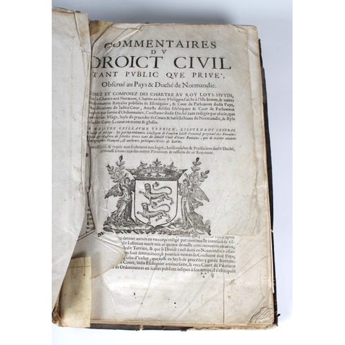 615 - Norman law interest book Commentaires du Droict Civil tant public que prive obserue au Pays & Duche ... 