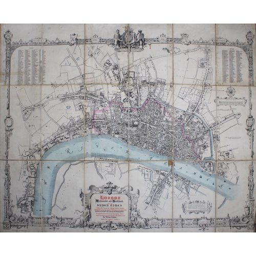 663 - Map - London, Westminster and Southwark as in the Olden Times by William Newton, 