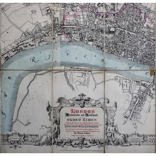 663 - Map - London, Westminster and Southwark as in the Olden Times by William Newton, 