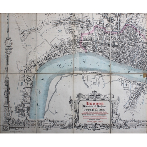 663 - Map - London, Westminster and Southwark as in the Olden Times by William Newton, 