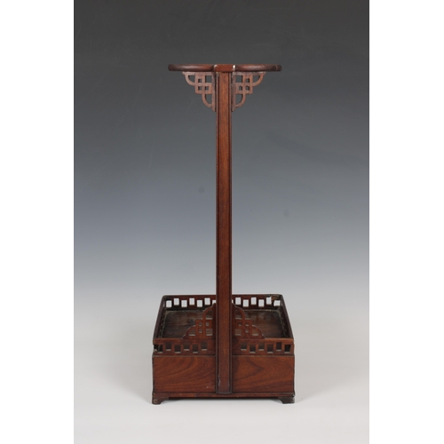 690 - An Anglo-Oriental hardwood display stand late 19th / early 20th century, the base with a pierced gal... 