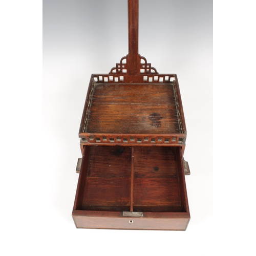 690 - An Anglo-Oriental hardwood display stand late 19th / early 20th century, the base with a pierced gal... 