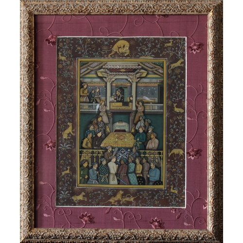 704 - Indo-Persian School (20th Century) Paying homage at court, gouache, together with three further Indo... 