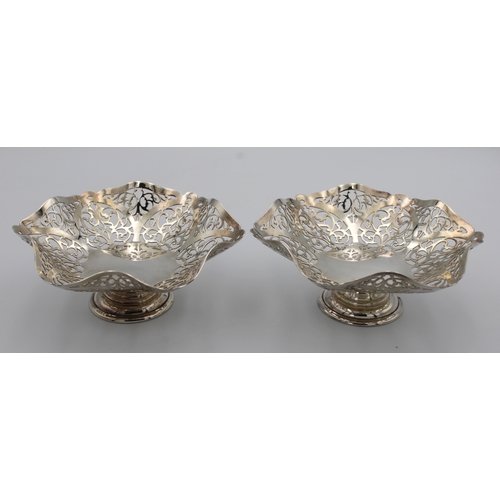 1017 - **WITHDRAWN**
A pair of Elizabeth II silver pierced pedestal bon bon dishes Charles Solomon Farbey, ... 