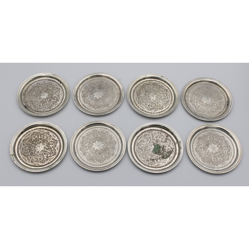 1021 - **WITHDRAWN**
A set of eight Persian / Iranian silver (84) coasters marked Vartan, of circular form ... 