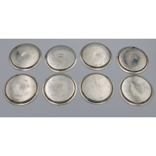 1021 - **WITHDRAWN**
A set of eight Persian / Iranian silver (84) coasters marked Vartan, of circular form ... 