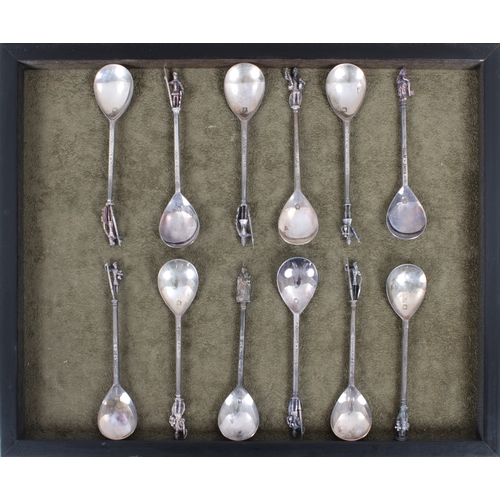 1026 - A set of twelve reproduction 'Tichborne' spoons Birmingham Mint, London, 1878/79, the finials cast w... 