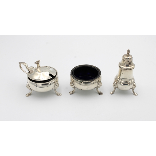 1030 - A silver cruet set J B Chatterley & Sons Ltd, Birmingham, 1979, comprising of mustard, open salt wit... 