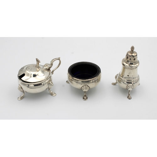 1030 - A silver cruet set J B Chatterley & Sons Ltd, Birmingham, 1979, comprising of mustard, open salt wit... 