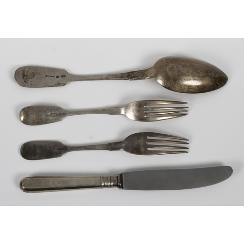 1034 - A harlequin set of Imperial Russian silver 84 flatware possibly mostly assayed by Anotoly Apollonovi... 