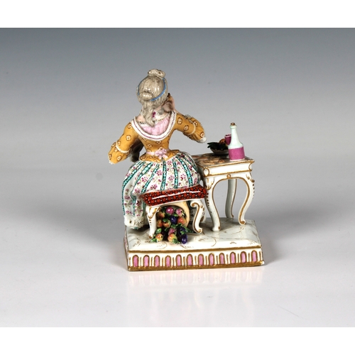 10 - A Meissen porcelain figure of a seated lady taking tea late 19th/early 20th century, emblematic of t... 