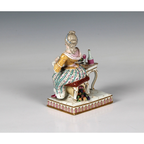 10 - A Meissen porcelain figure of a seated lady taking tea late 19th/early 20th century, emblematic of t... 