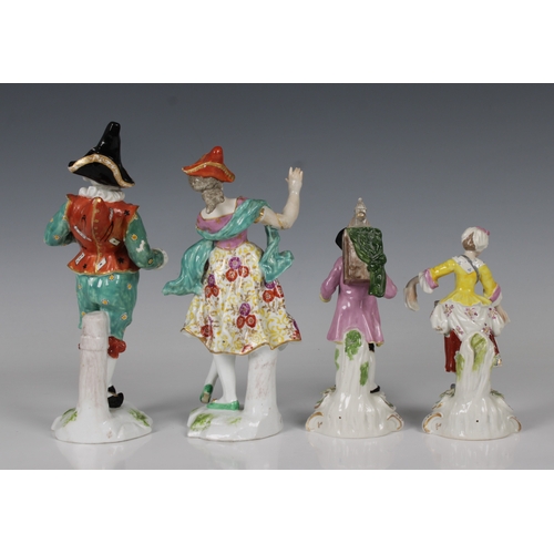 22 - A pair of 20th century Continental porcelain figures of Pierrot and Columbine one indistinctly signe... 