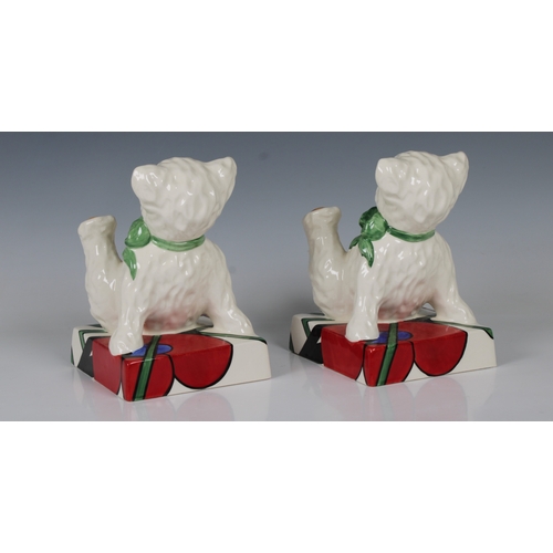 72 - A pair of Wedgwood ceramic book ends in the form of teddy bears after Clarice Cliff inscribed beneat... 