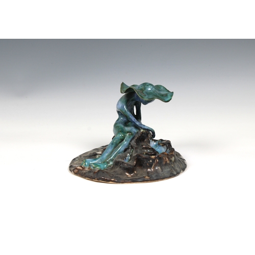 78 - Guernsey Studio pottery - Elizabeth Ann Macphail (1939-89) A turquoise glazed stylised female figure... 