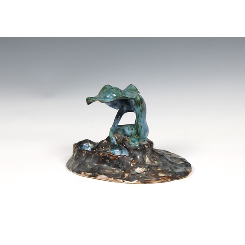 78 - Guernsey Studio pottery - Elizabeth Ann Macphail (1939-89) A turquoise glazed stylised female figure... 