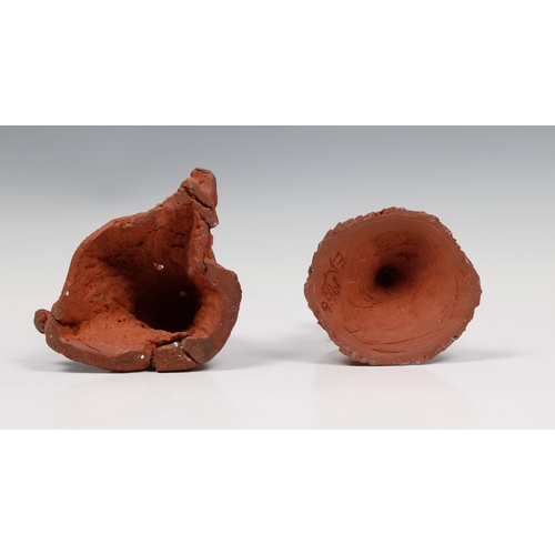 81 - Guernsey Studio pottery - Elizabeth Ann Macphail (1939-89) Two unglazed sculptures depicting potters... 