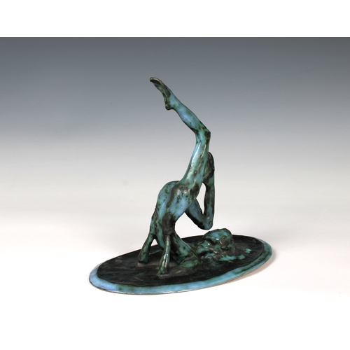 85 - Guernsey Studio pottery - Elizabeth Ann Macphail (1939-89) turquoise glazed sculpture featuring a st... 