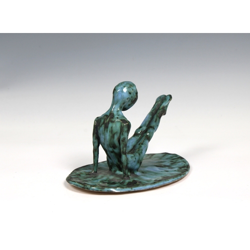 95 - Guernsey Studio pottery - Elizabeth Ann Macphail (1939-89) turquoise glazed sculpture featuring a st... 