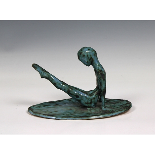 95 - Guernsey Studio pottery - Elizabeth Ann Macphail (1939-89) turquoise glazed sculpture featuring a st... 